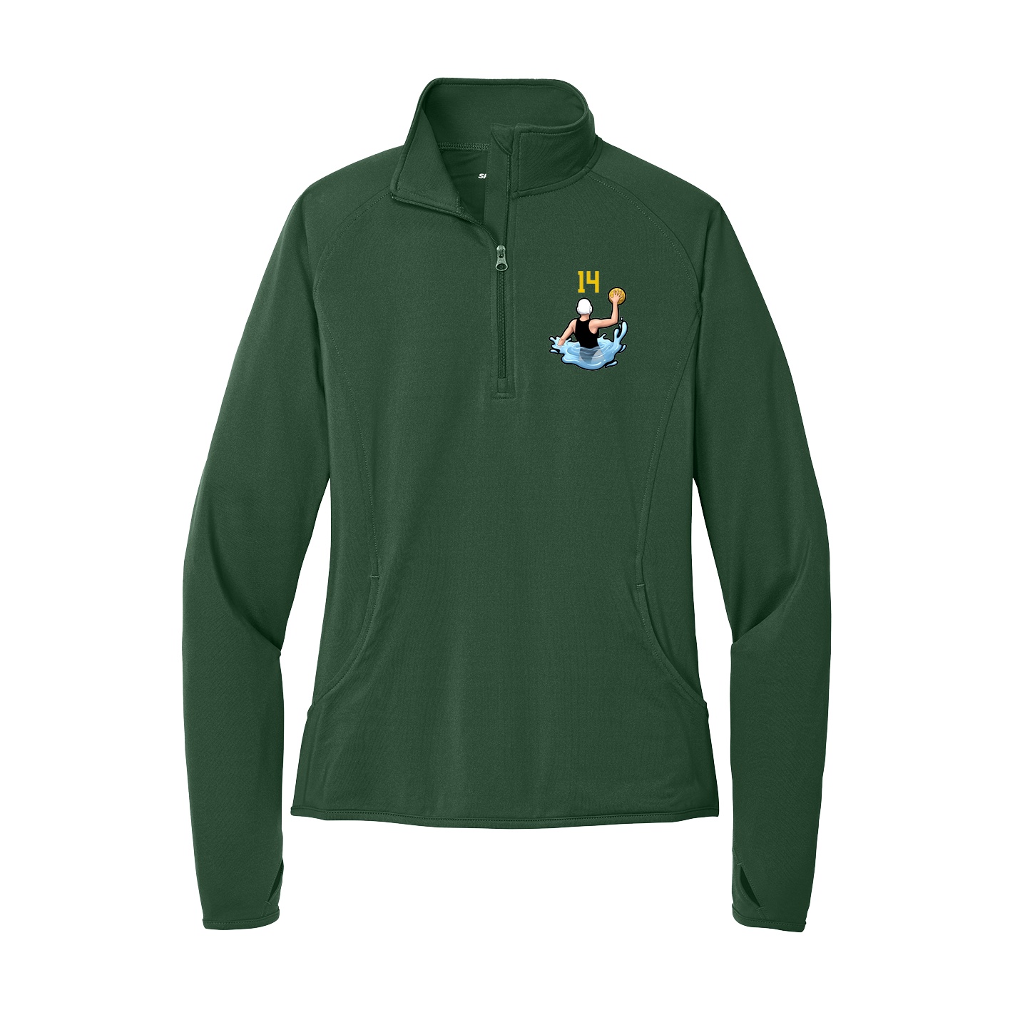Women's Q-Zip Pullover — Number Top in Green