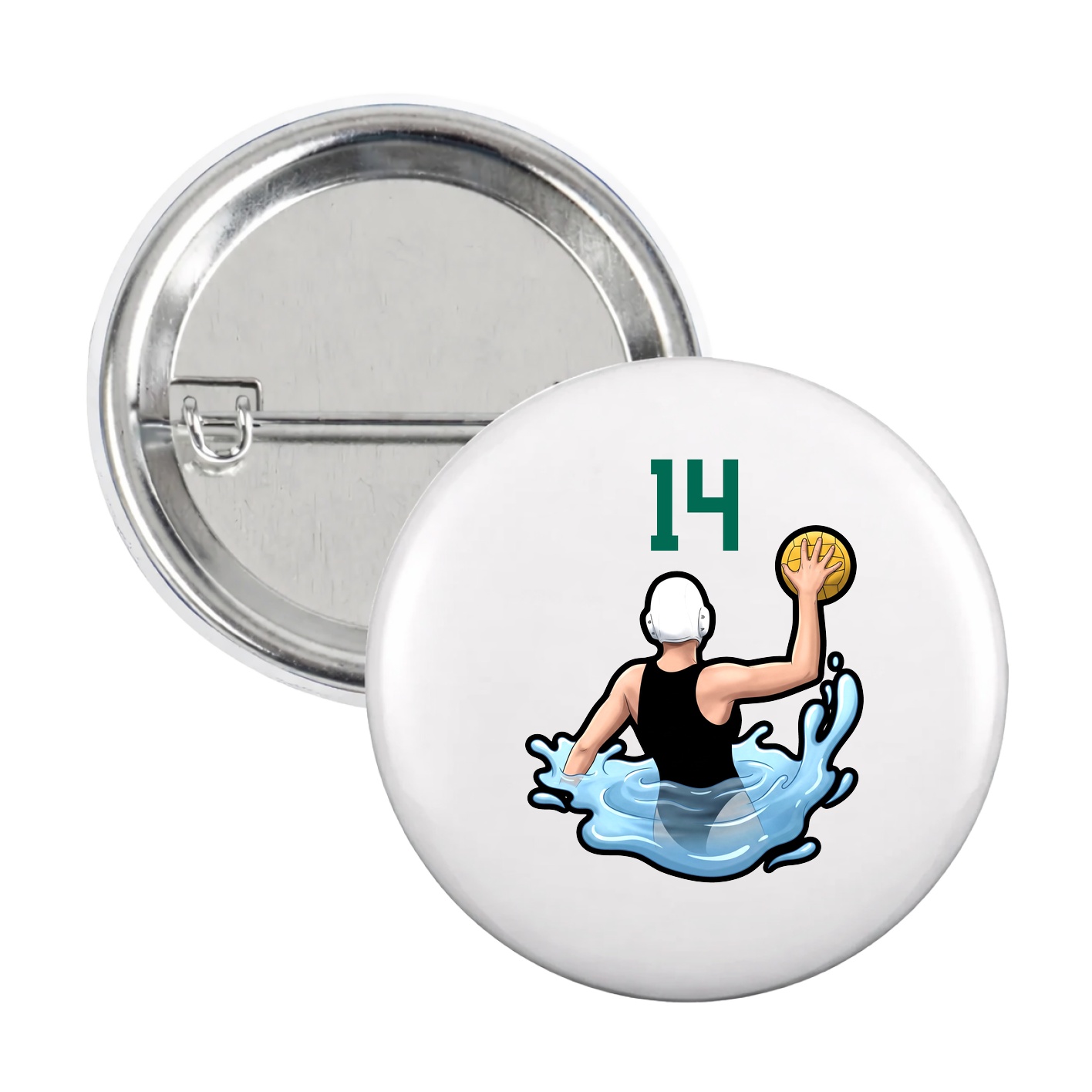 Game Day Button — Number Top in White