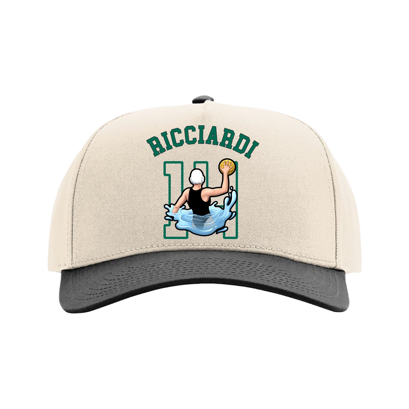 Full Fabric Five-Panel Champ Cap — Shirsey Arch in Cream/Black