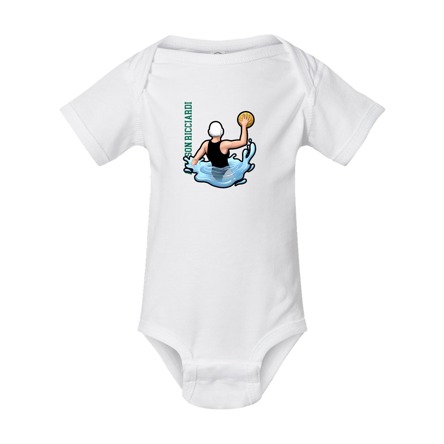 Baby Onesie — Name Vertical in White