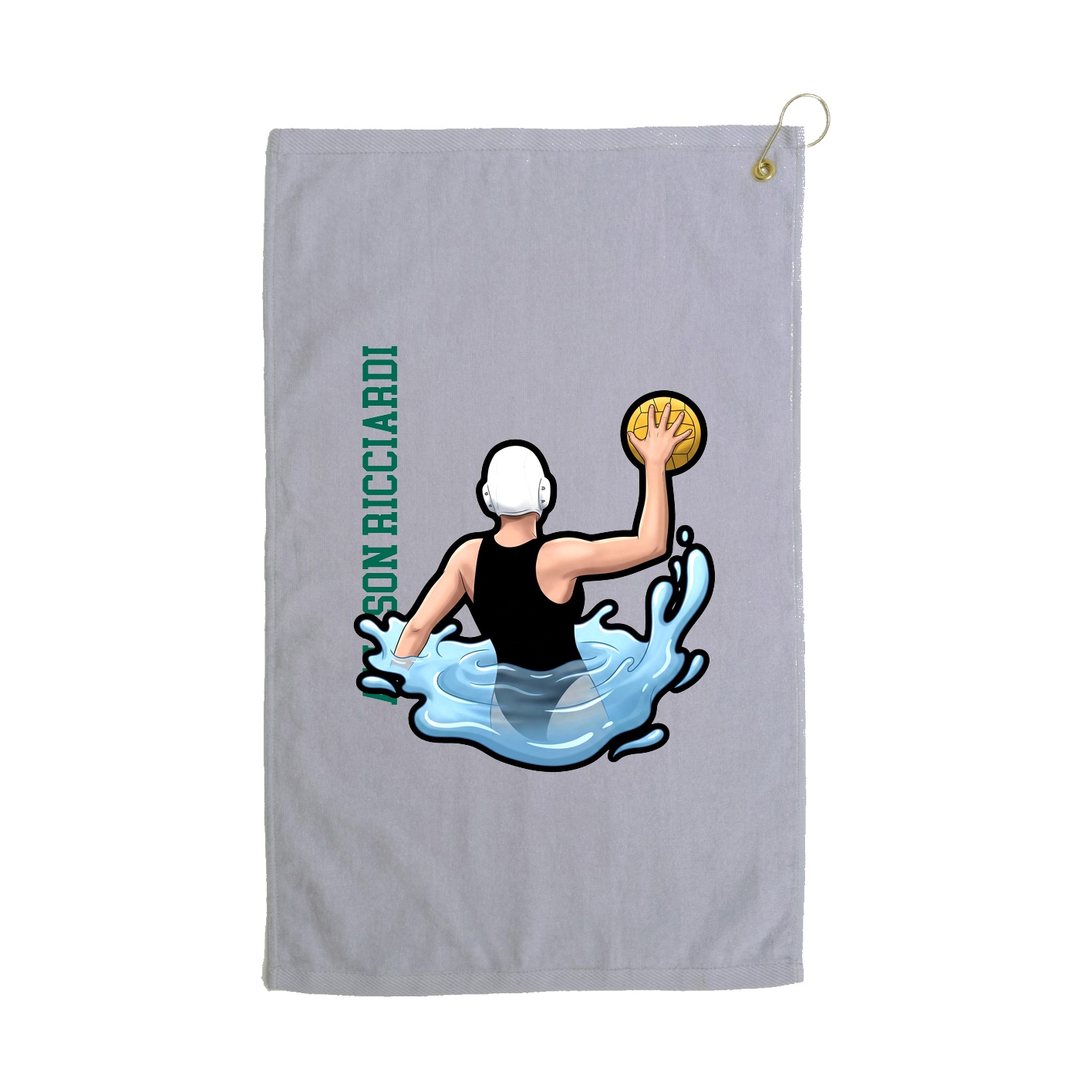 Golf Towel — Name Vertical in Grey