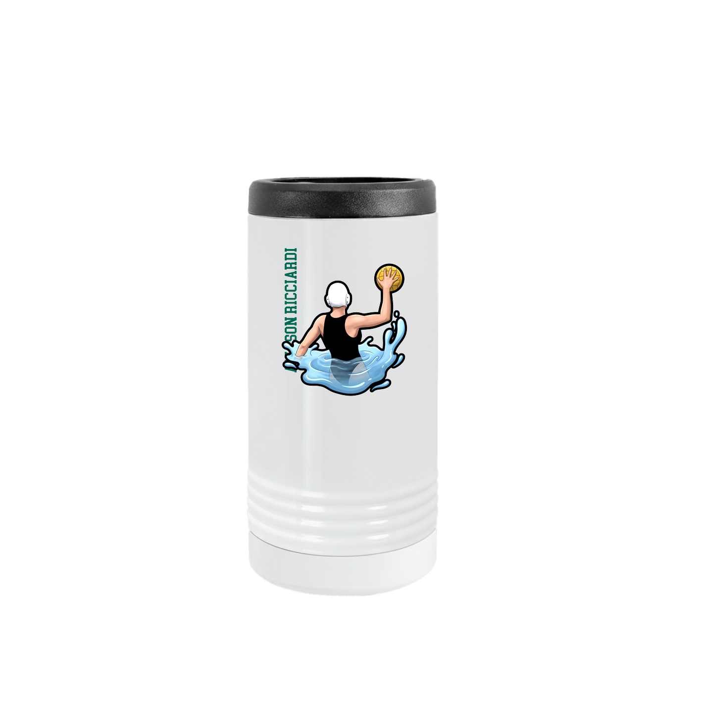 Slim Beverage Holder — Name Vertical in White