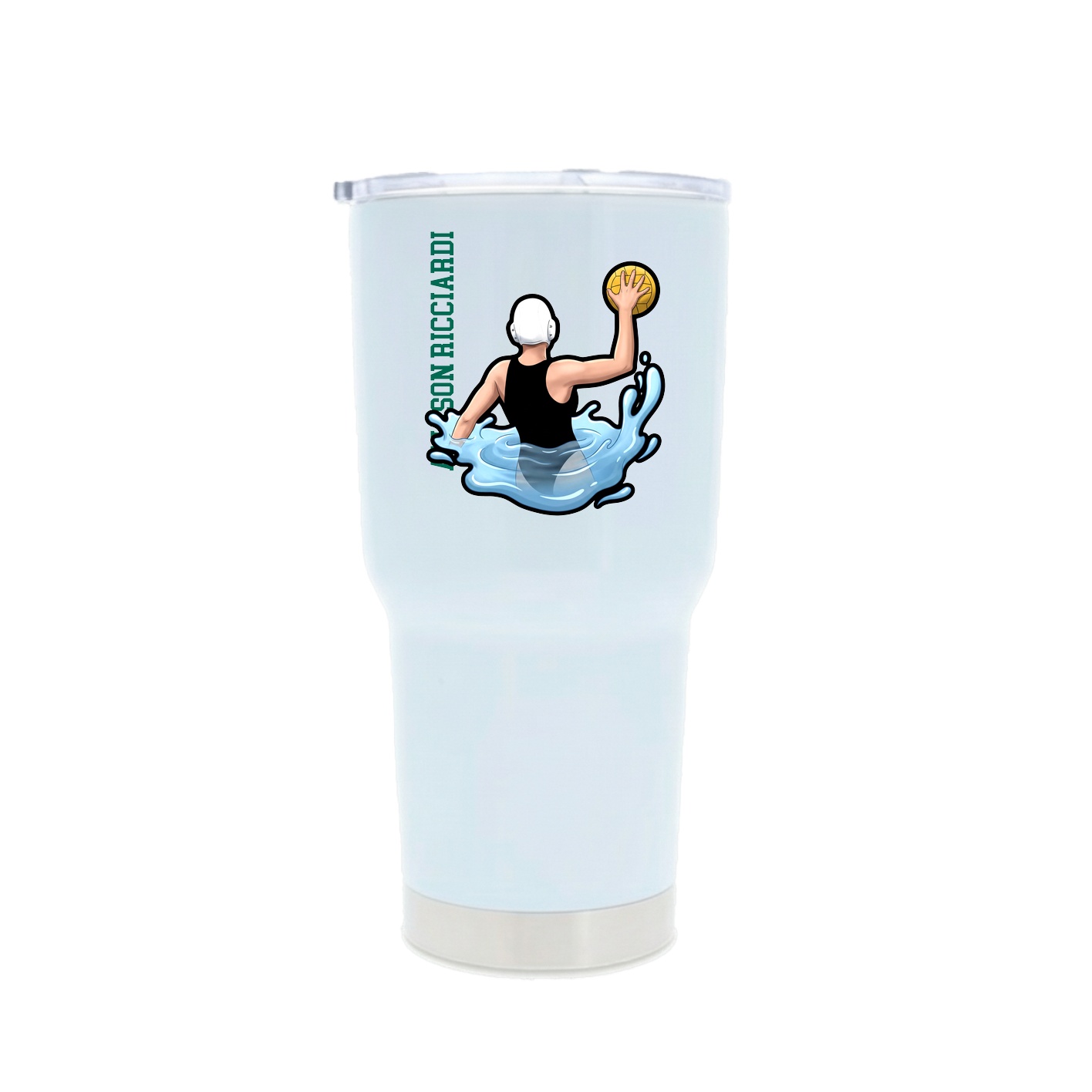 30oz Stainless Steel Tumbler — Name Vertical in White