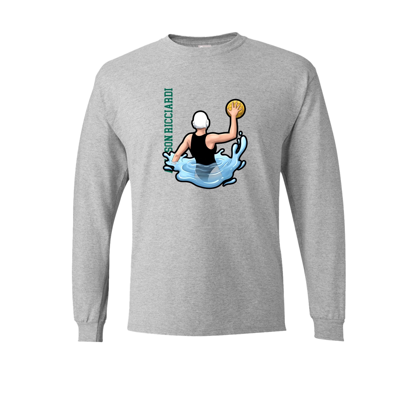 Long Sleeve Tee — Name Vertical in Grey