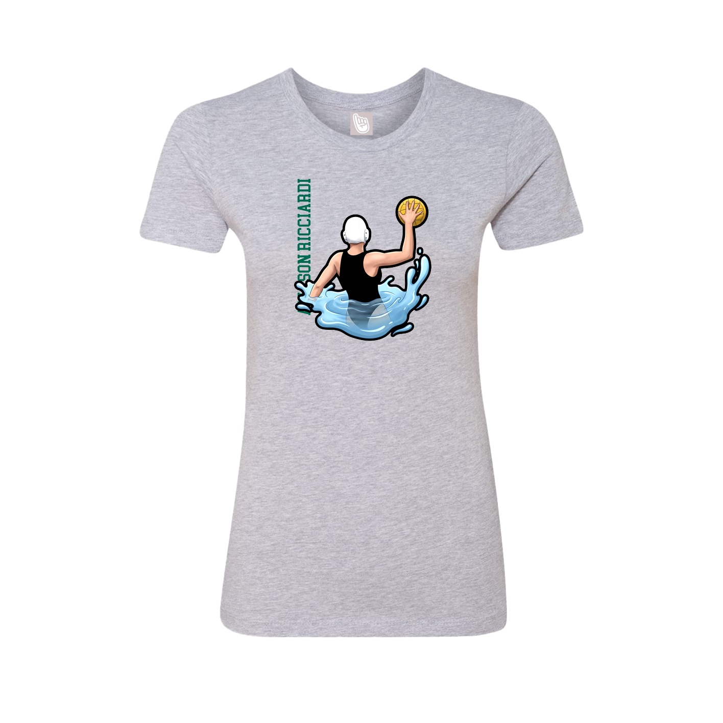 Fitted Women's Tee — Name Vertical in Grey
