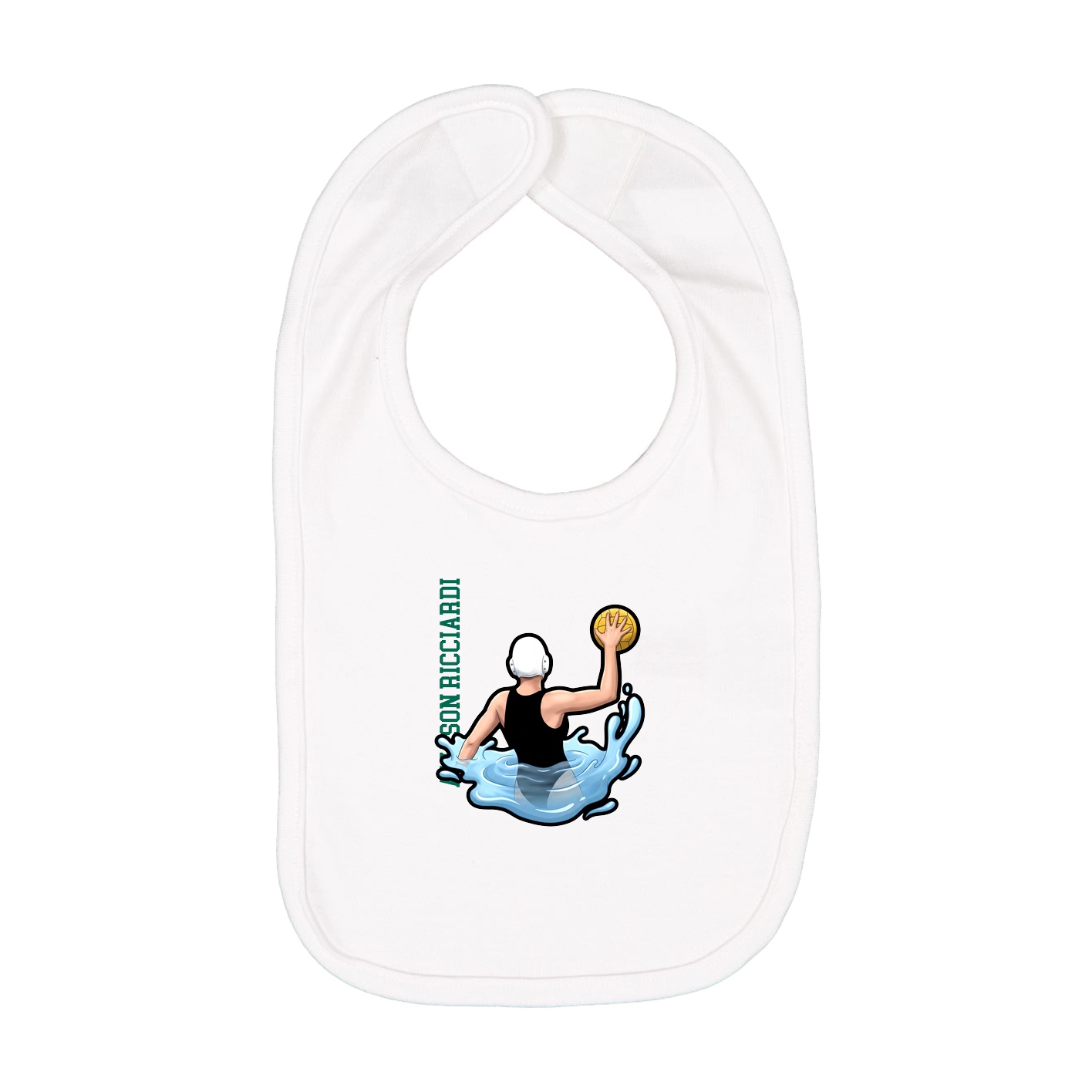 Infant Bib — Name Vertical in White