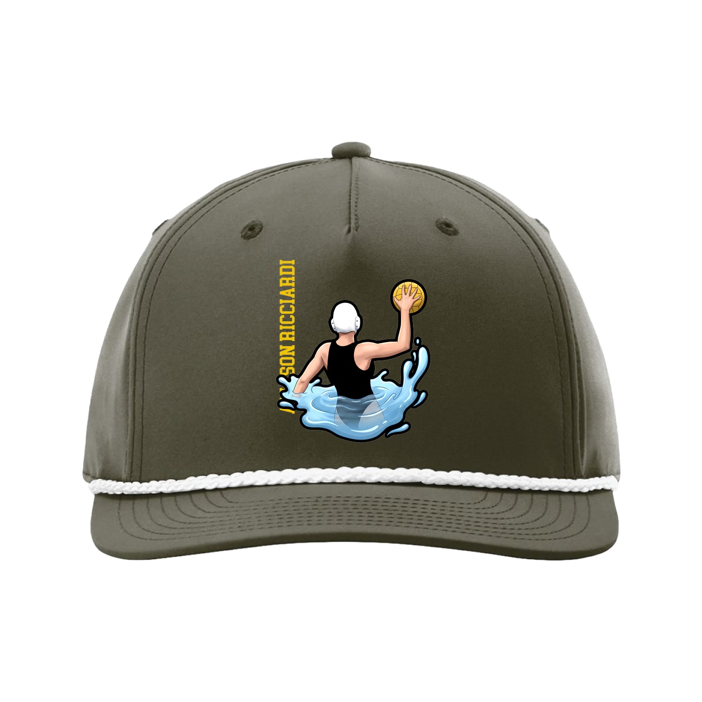 Five-Panel Classic Rope Cap — Name Vertical in Green