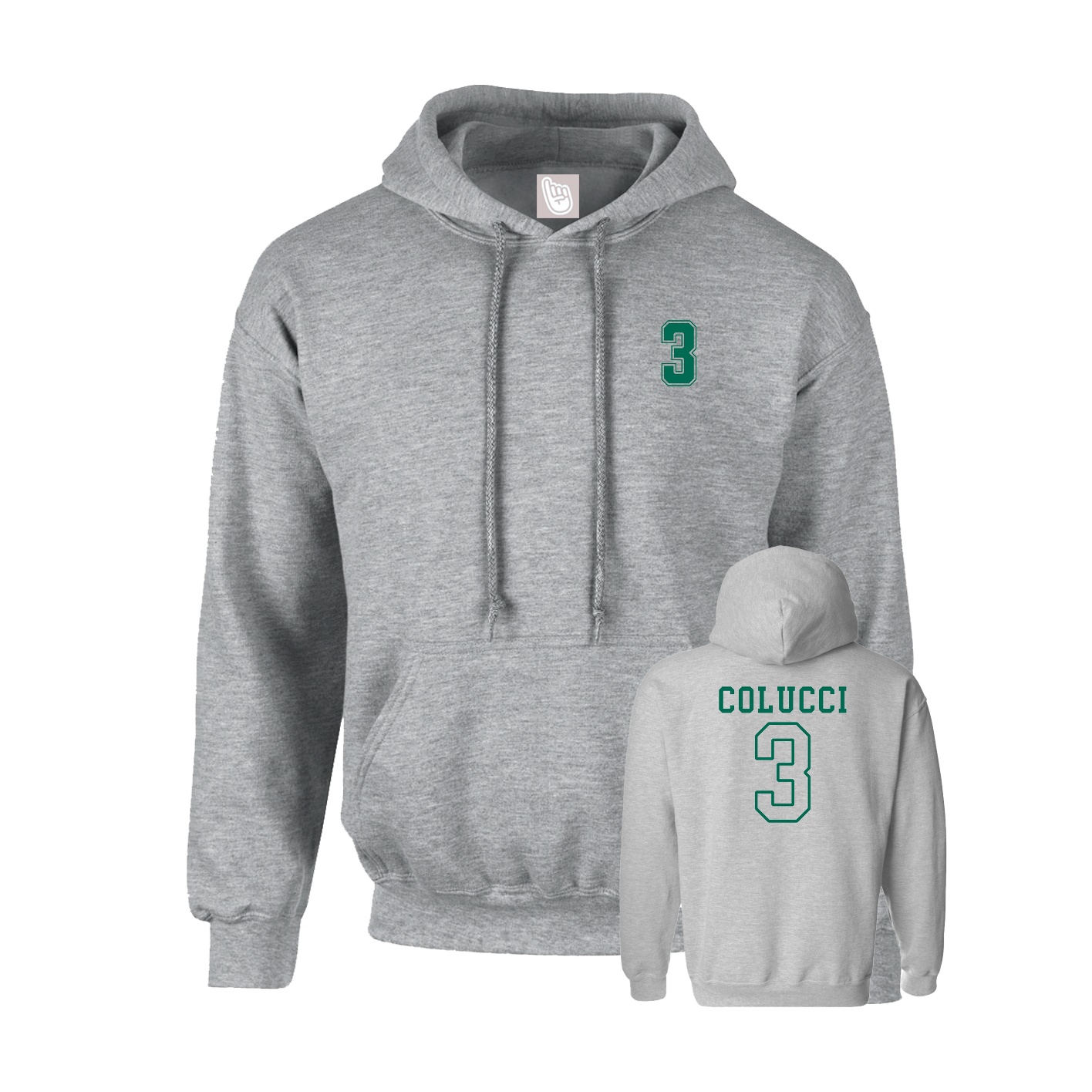 Youth Hoodie — Chest Back in Grey