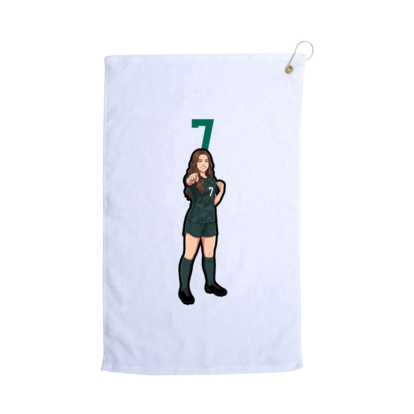 Golf Towel — Number Top in White