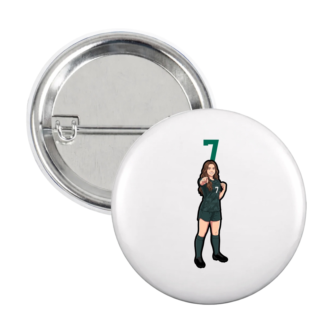 Game Day Button — Number Top in White