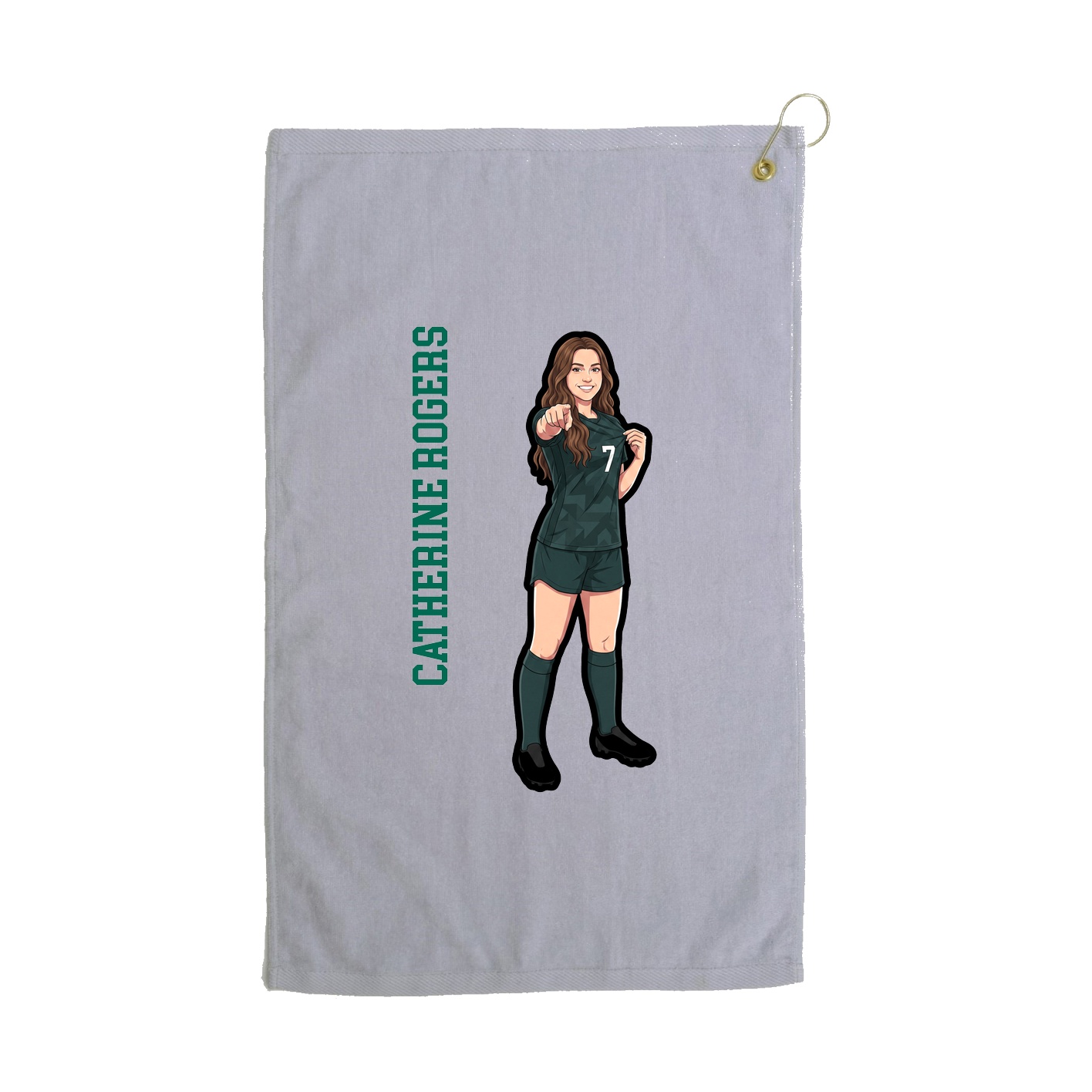 Golf Towel — Name Vertical in Grey