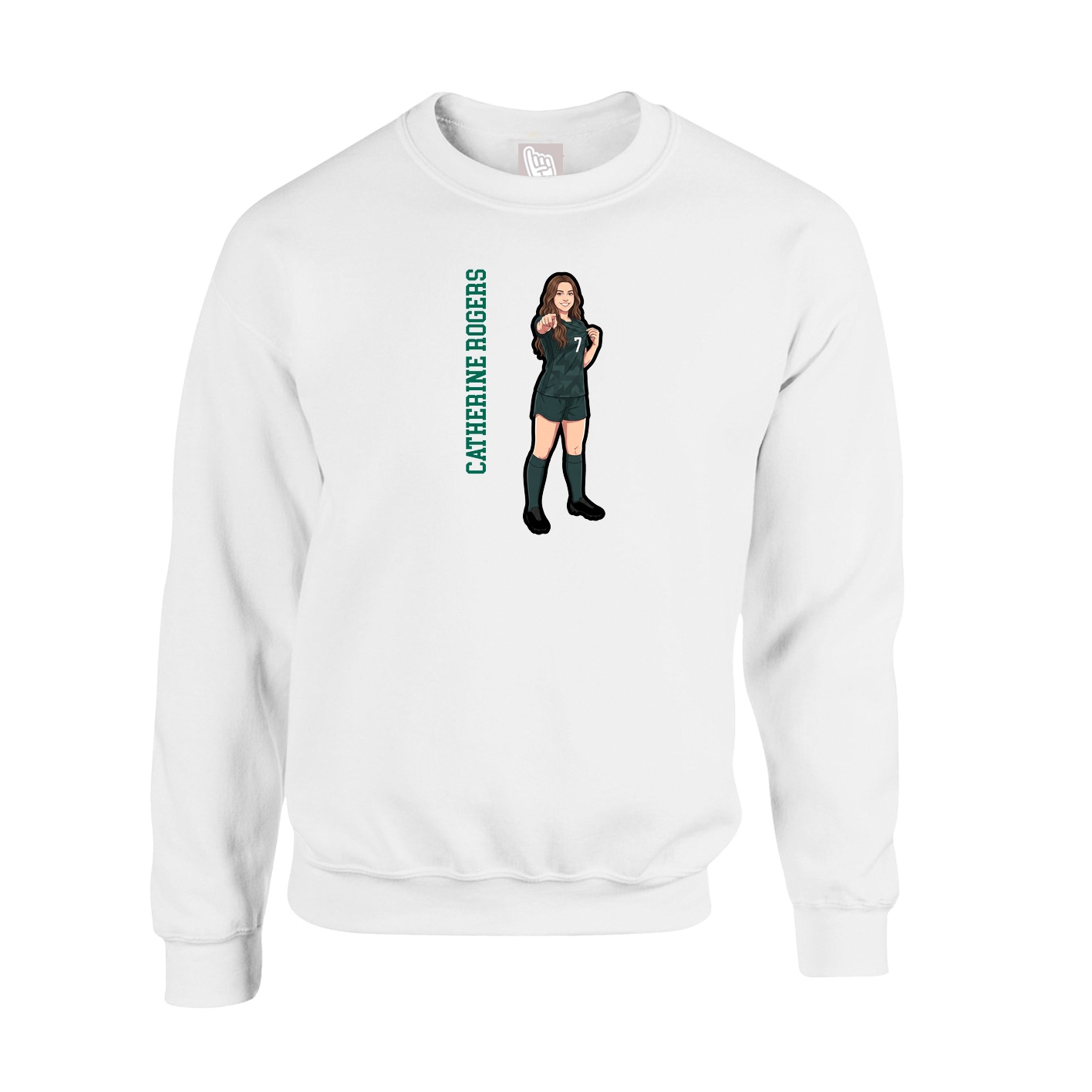 Fleece Crew — Name Vertical in White