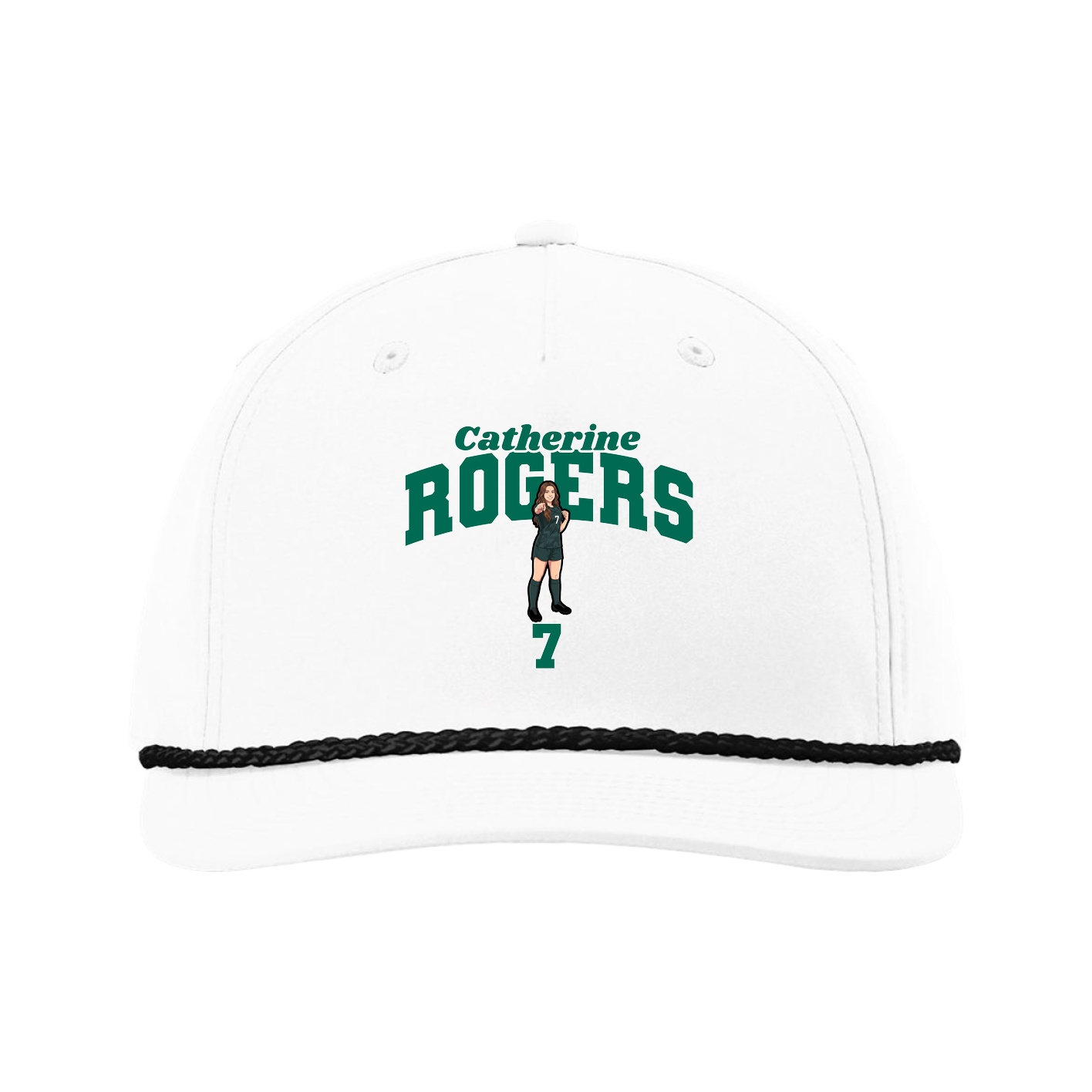 Five-Panel Classic Rope Cap — Signature Arch in White