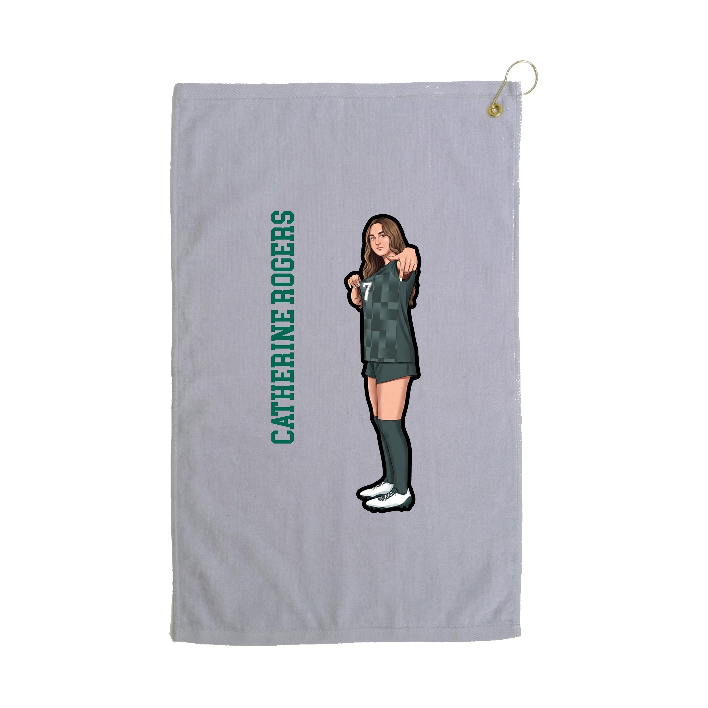 Golf Towel — Name Vertical in Grey