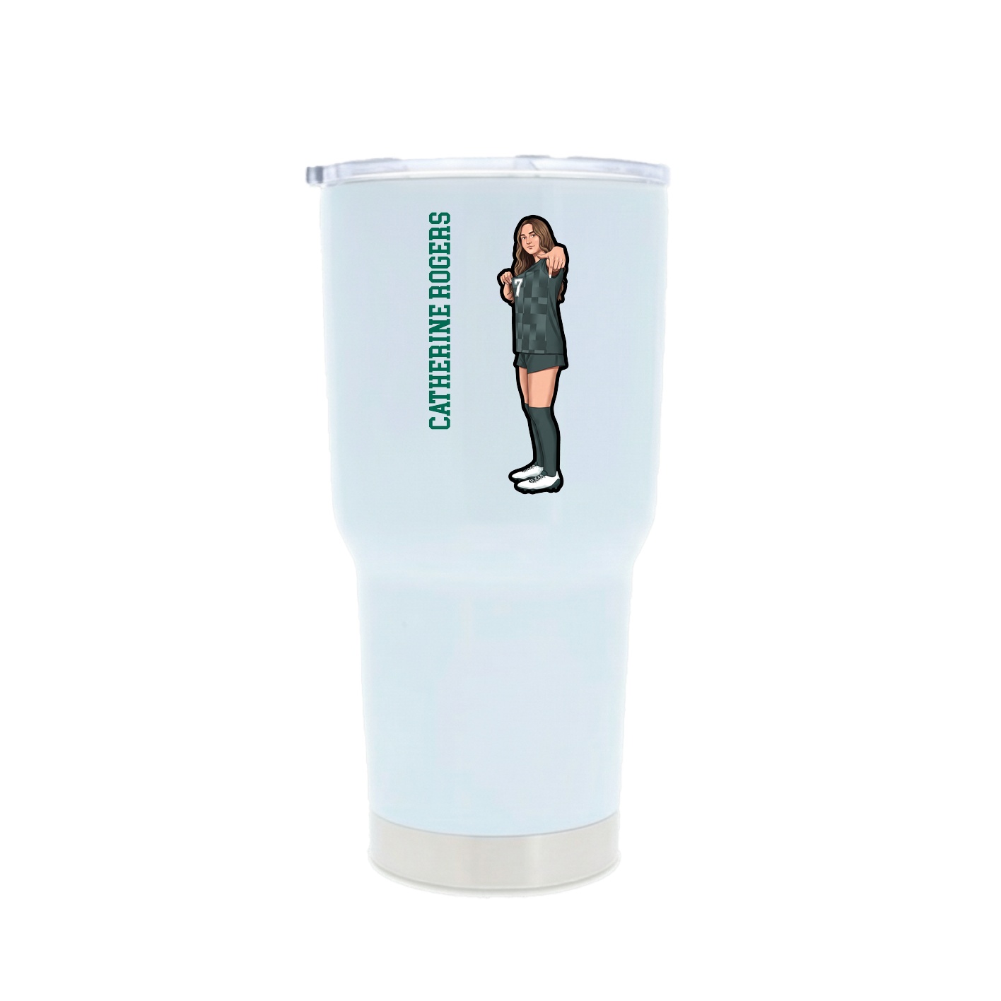 30oz Stainless Steel Tumbler — Name Vertical in White