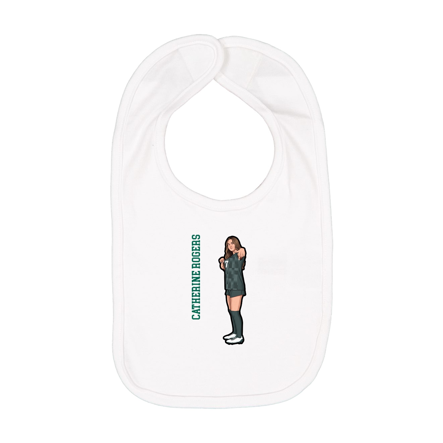 Infant Bib — Name Vertical in White