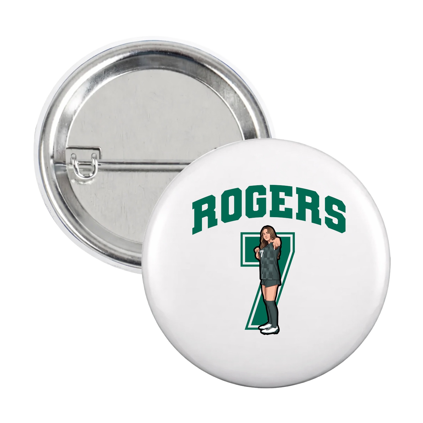 Game Day Button — Number in White