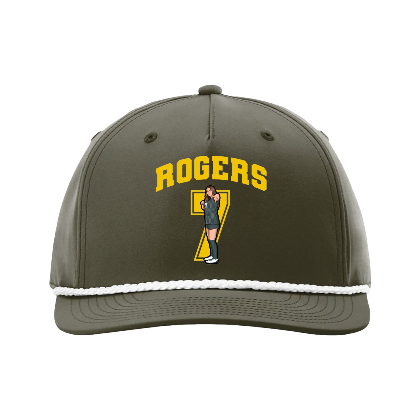 Five-Panel Classic Rope Cap — Number in Green