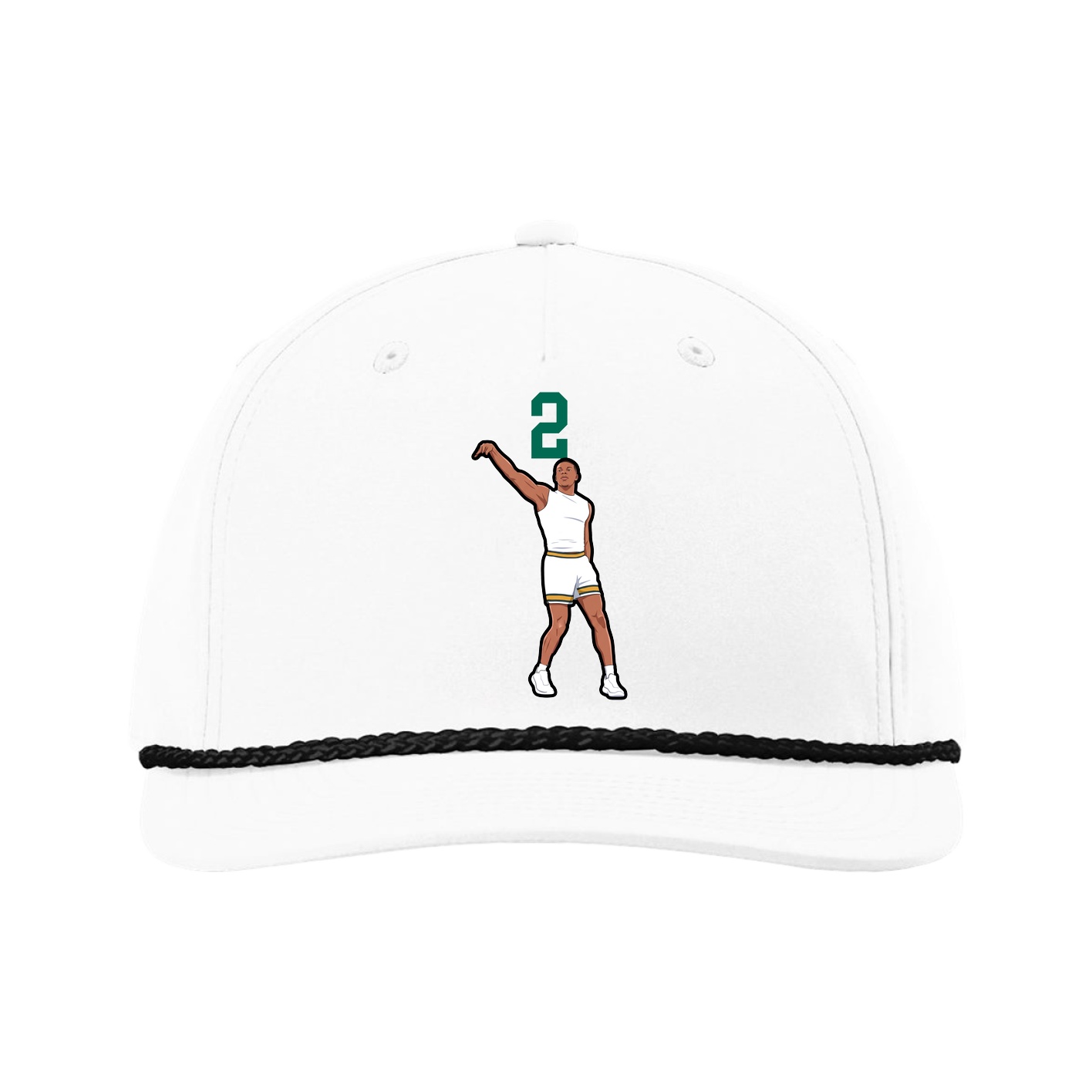 Five-Panel Classic Rope Cap — Number Top in White