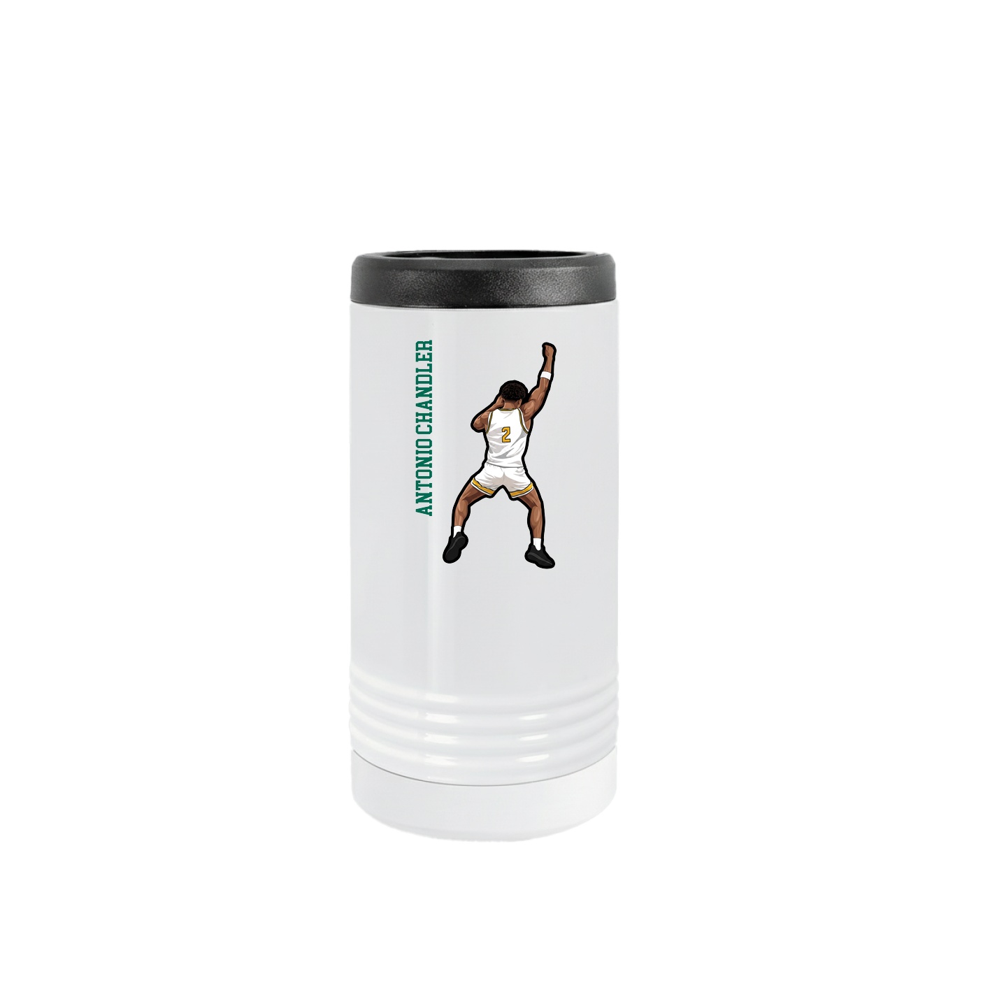 Slim Beverage Holder — Name Vertical in White