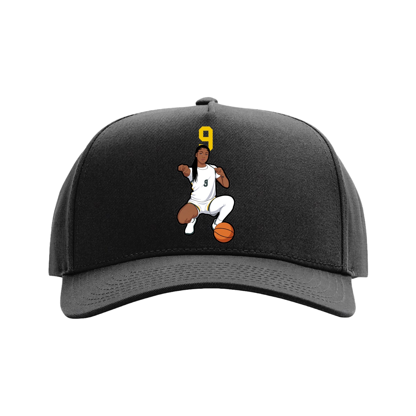 Full Fabric Five-Panel Champ Cap — Number Top in Black