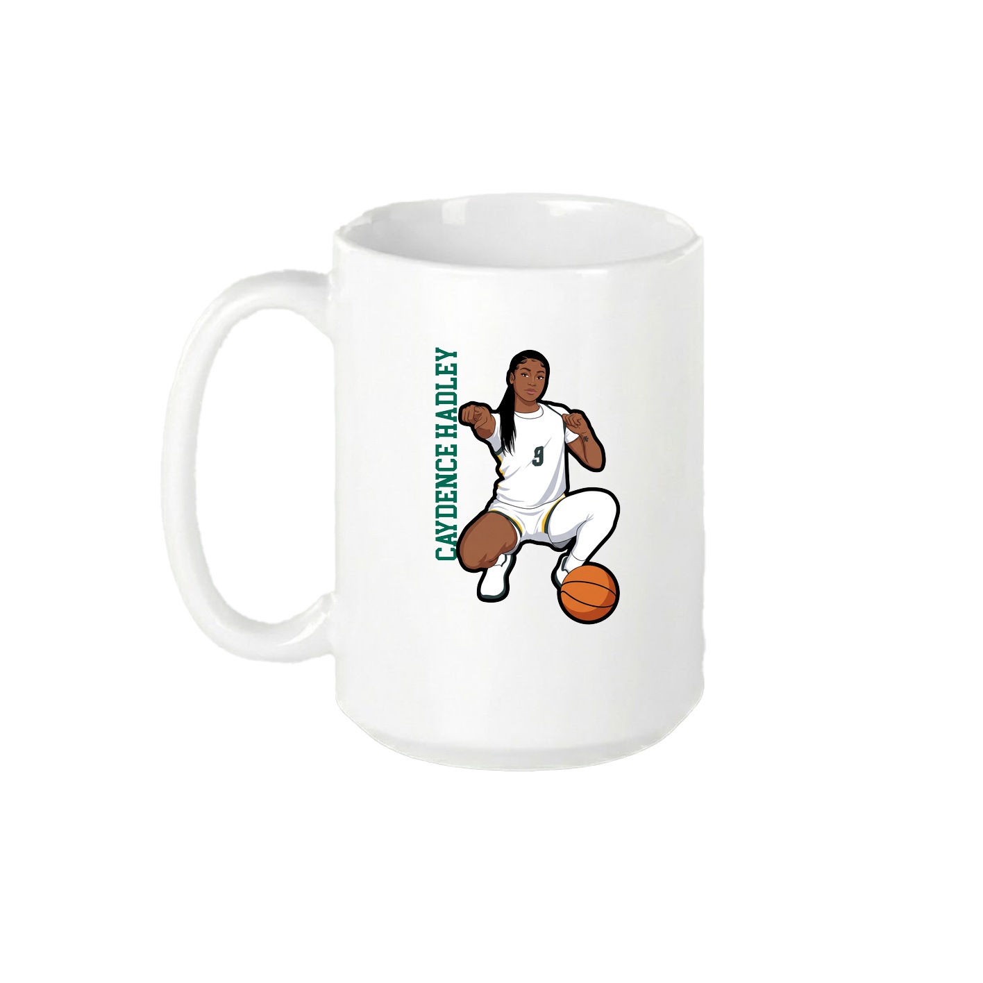 15oz Coffee Mug — Name Vertical in White