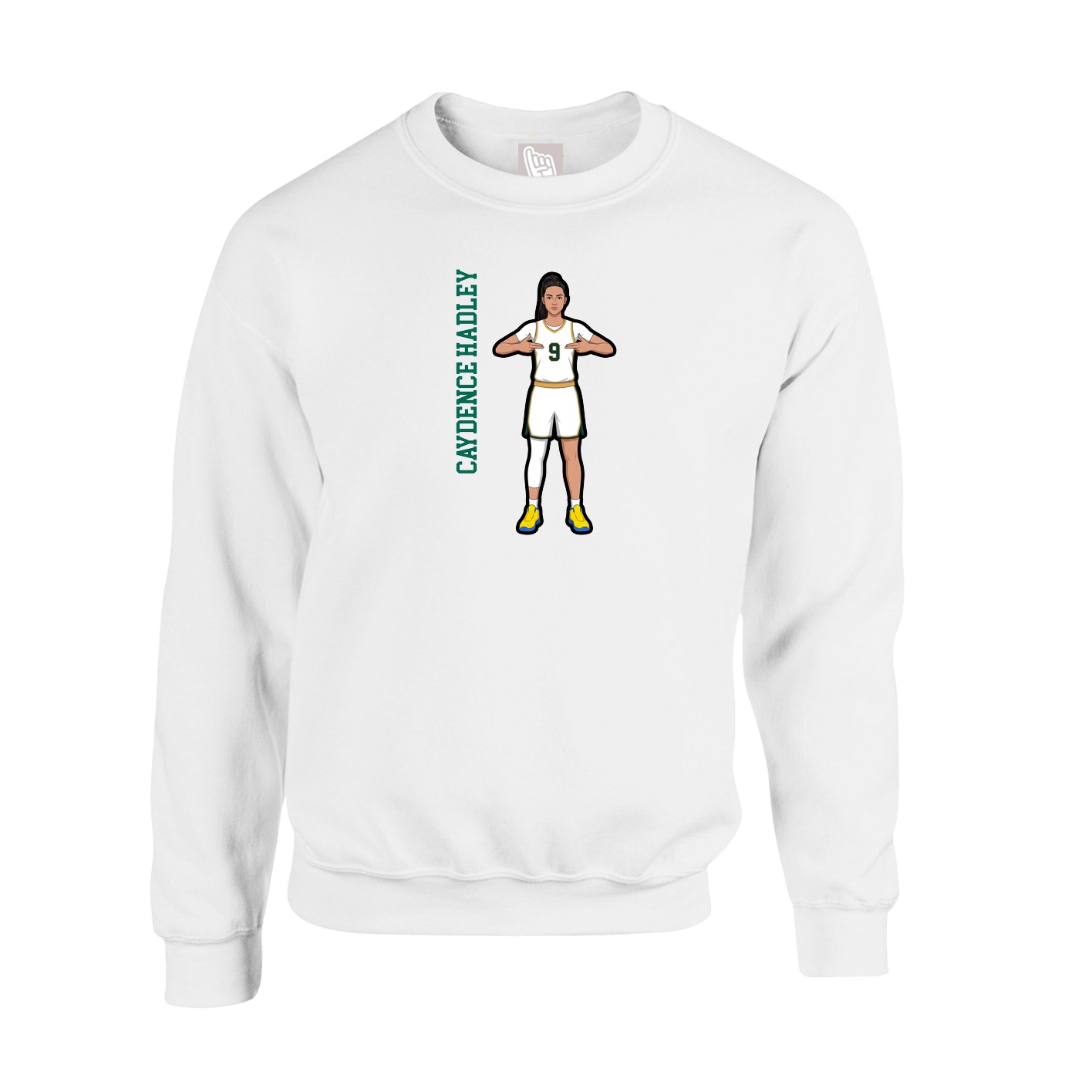 Fleece Crew — Name Vertical in White