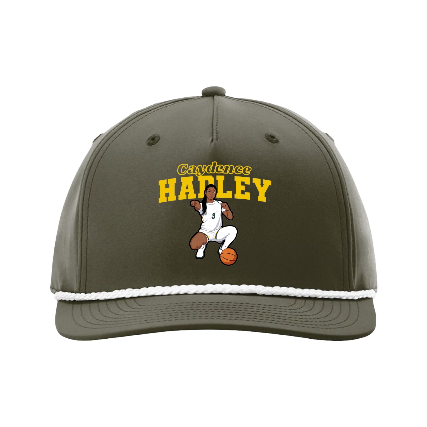 Five-Panel Classic Rope Cap — Name Arch in Green