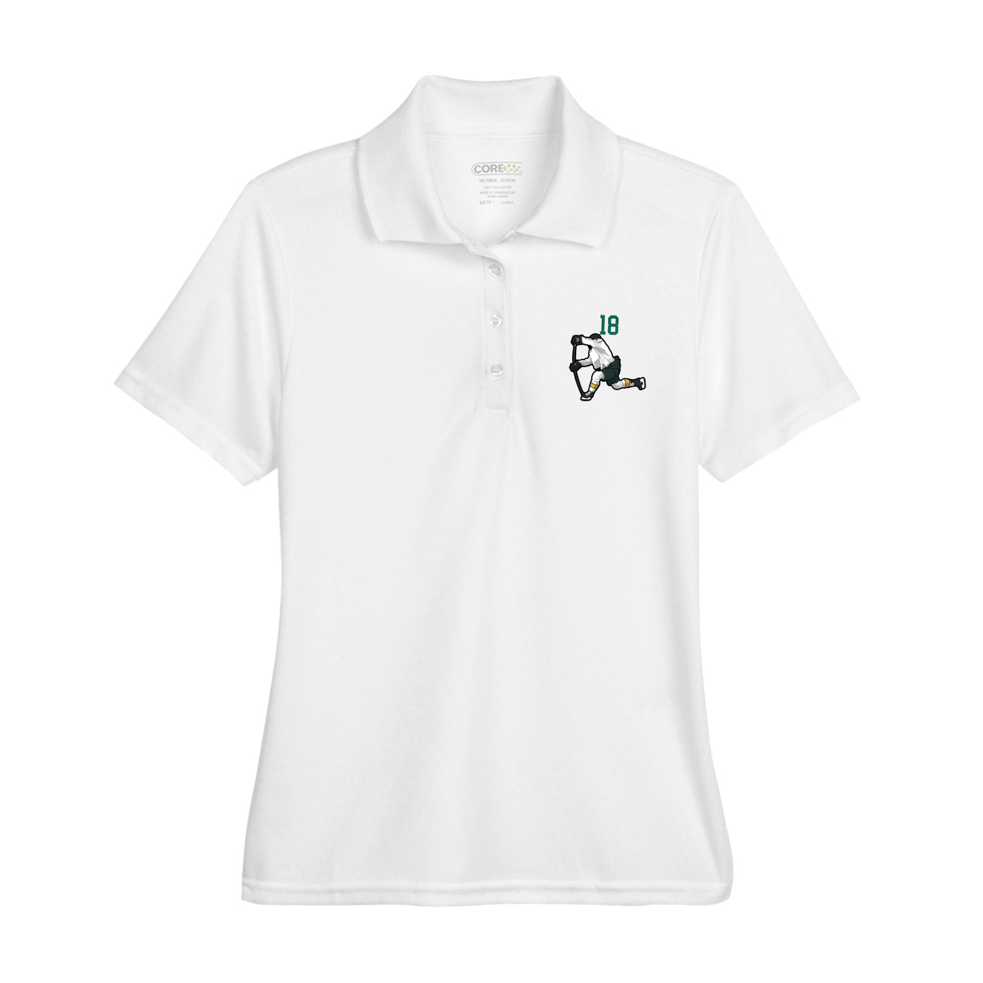 Womens Performance Polo — Number Top in White