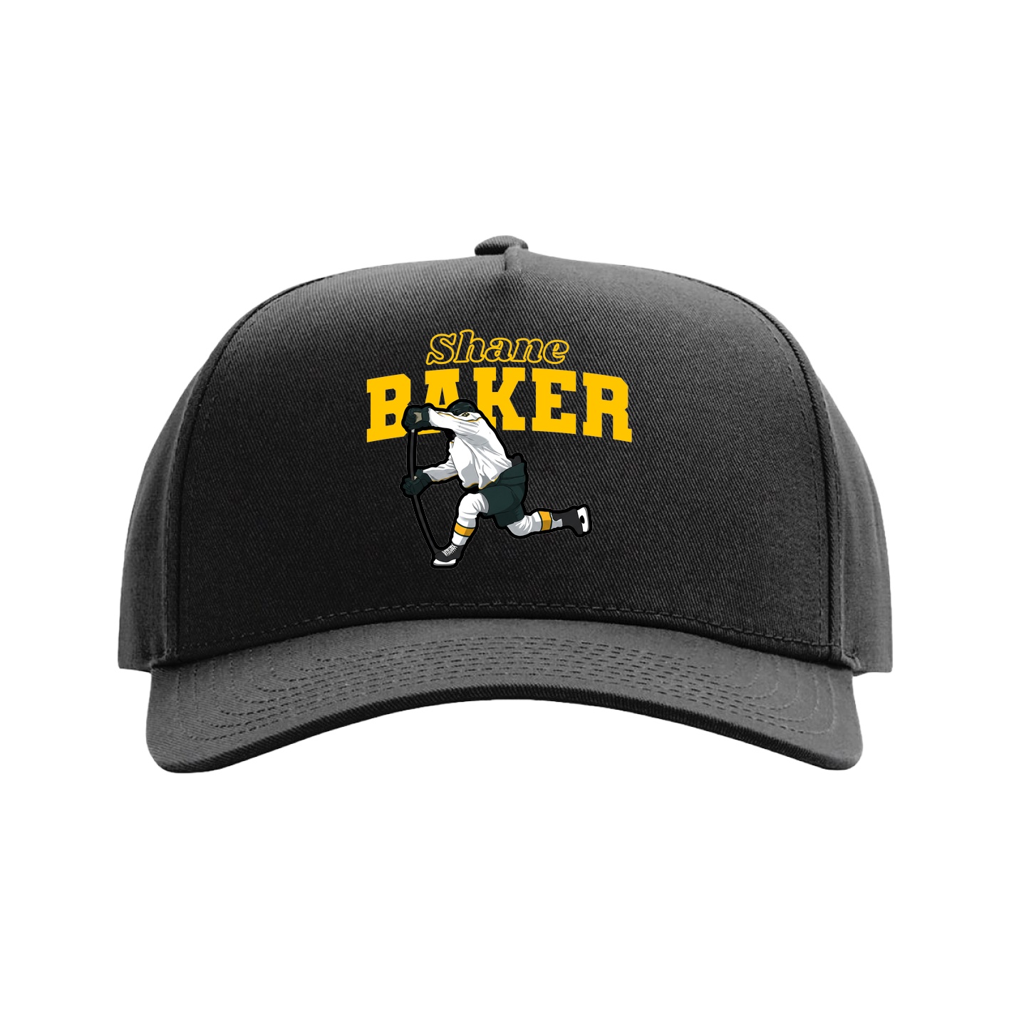 Full Fabric Five-Panel Champ Cap — Name Arch in Black