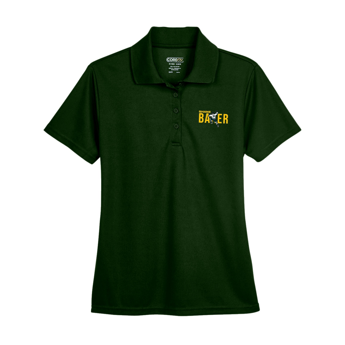 Womens Performance Polo — Player Name in Green