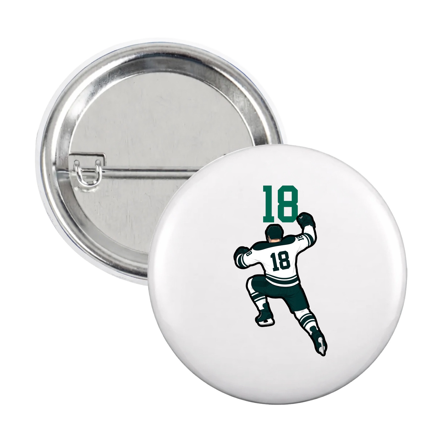 Game Day Button — Number Top in White