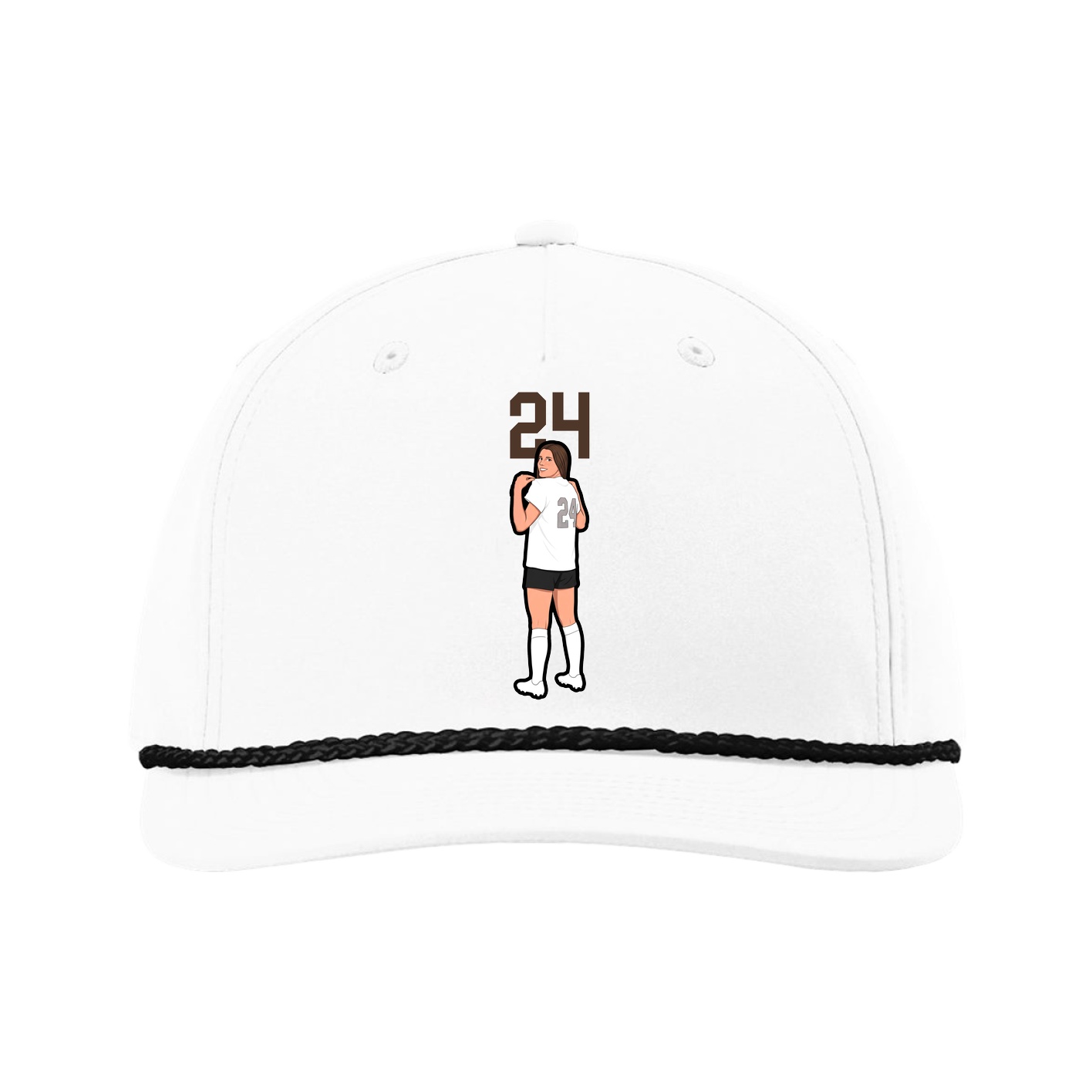 Five-Panel Classic Rope Cap — Number Top in White