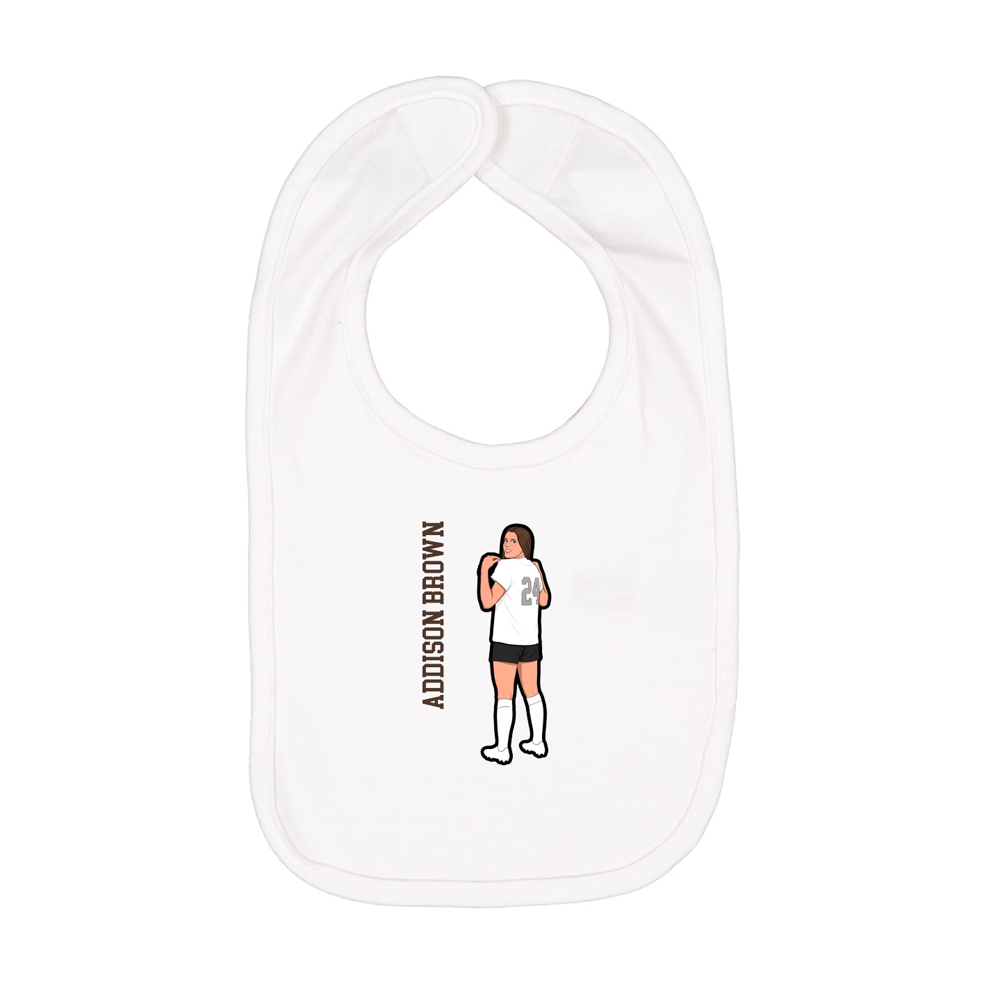 Infant Bib — Name Vertical in White