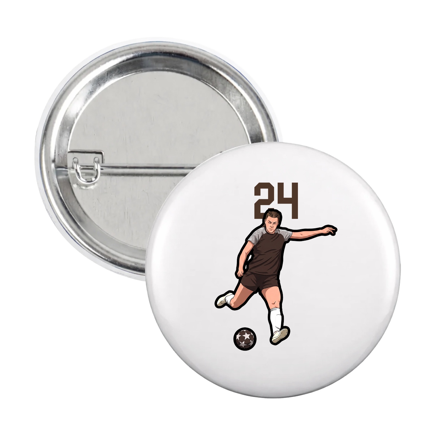 Game Day Button — Number Top in White
