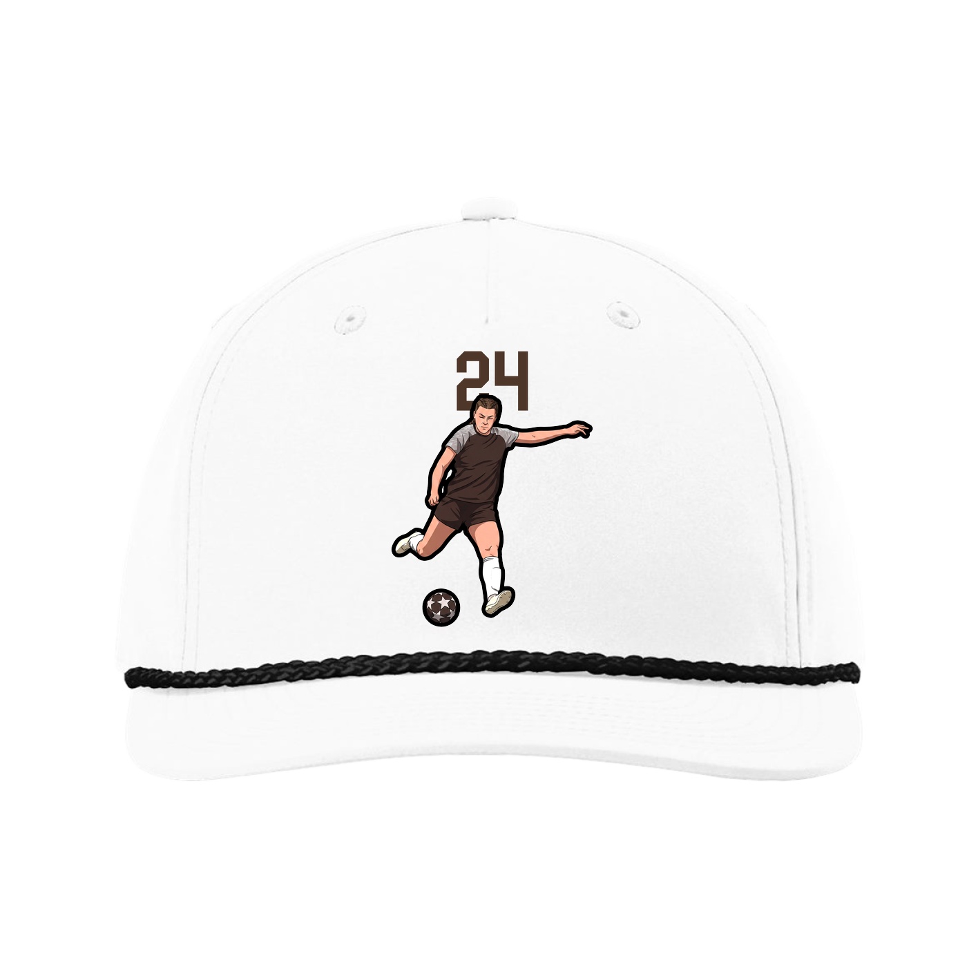 Five-Panel Classic Rope Cap — Number Top in White