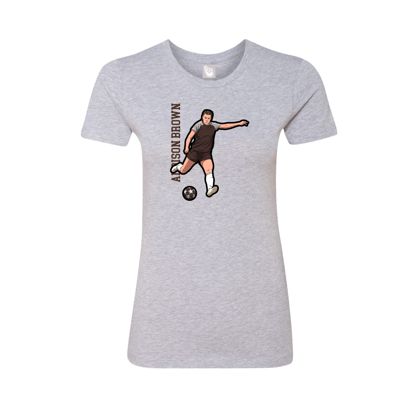 Fitted Women's Tee — Name Vertical in Grey