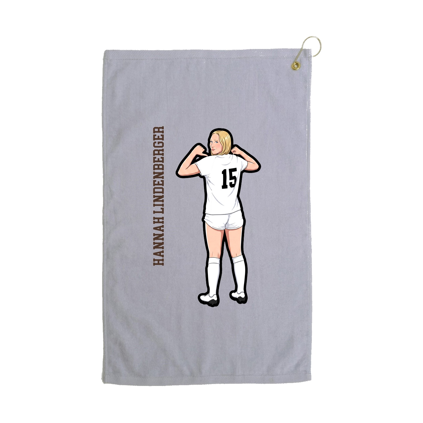 Golf Towel — Name Vertical in Grey