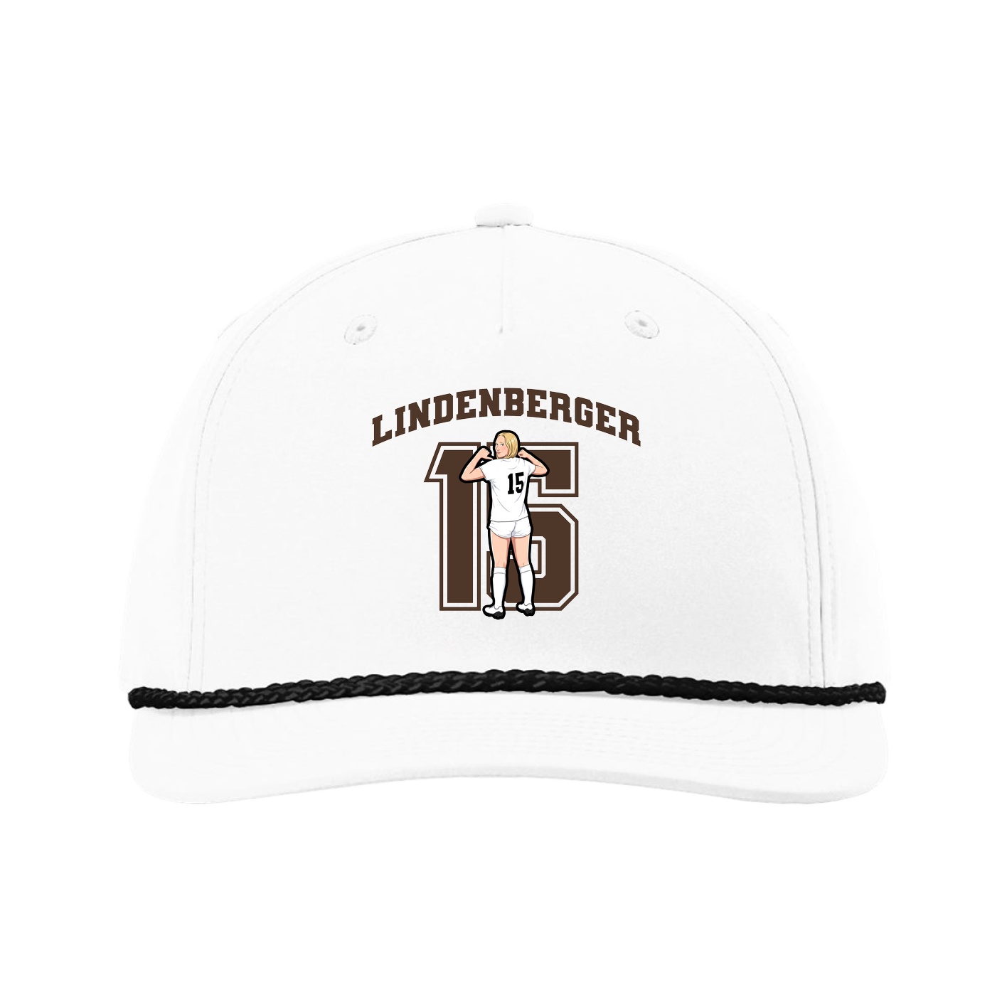 Five-Panel Classic Rope Cap — Number in White