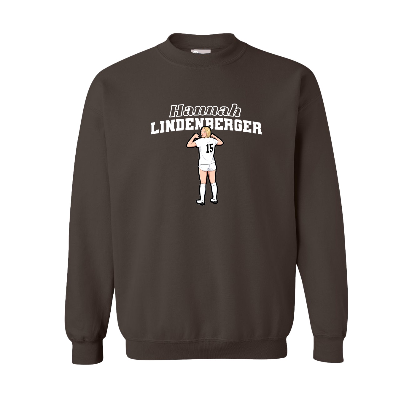 Fleece Crew — Name Arch in Brown