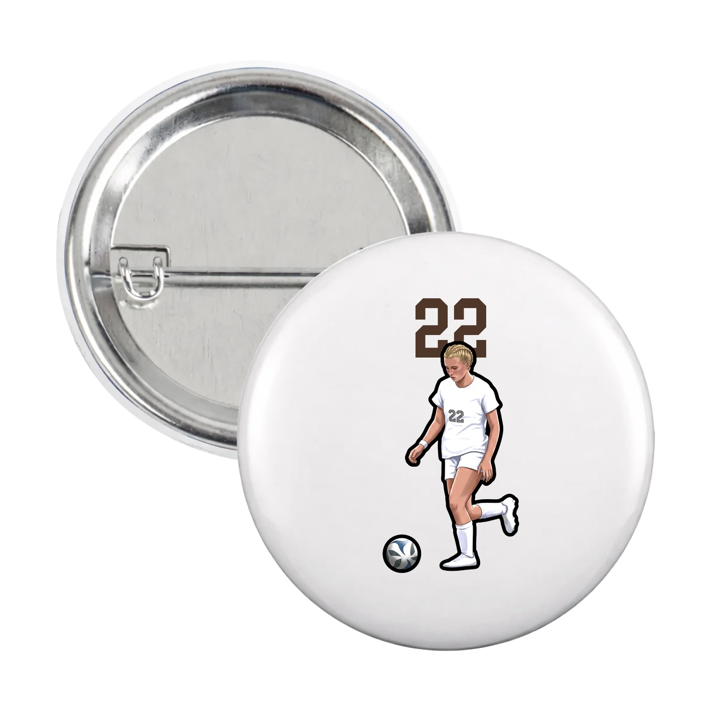 Game Day Button — Number Top in White