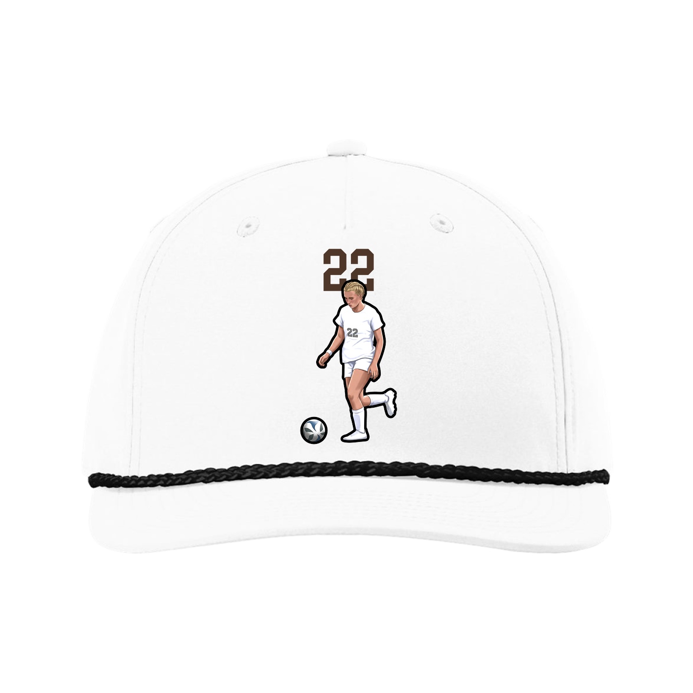 Five-Panel Classic Rope Cap — Number Top in White