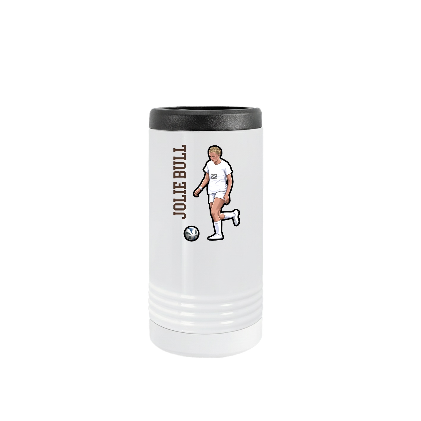 Slim Beverage Holder — Name Vertical in White