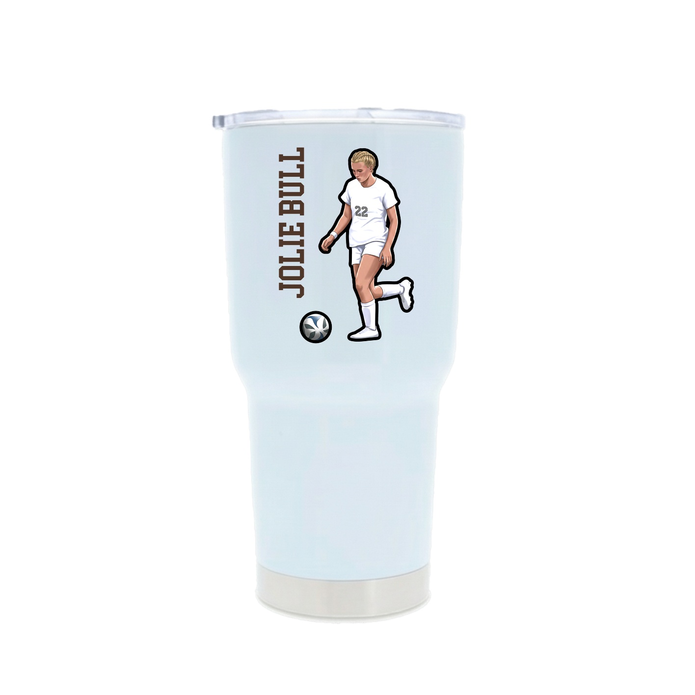 30oz Stainless Steel Tumbler — Name Vertical in White