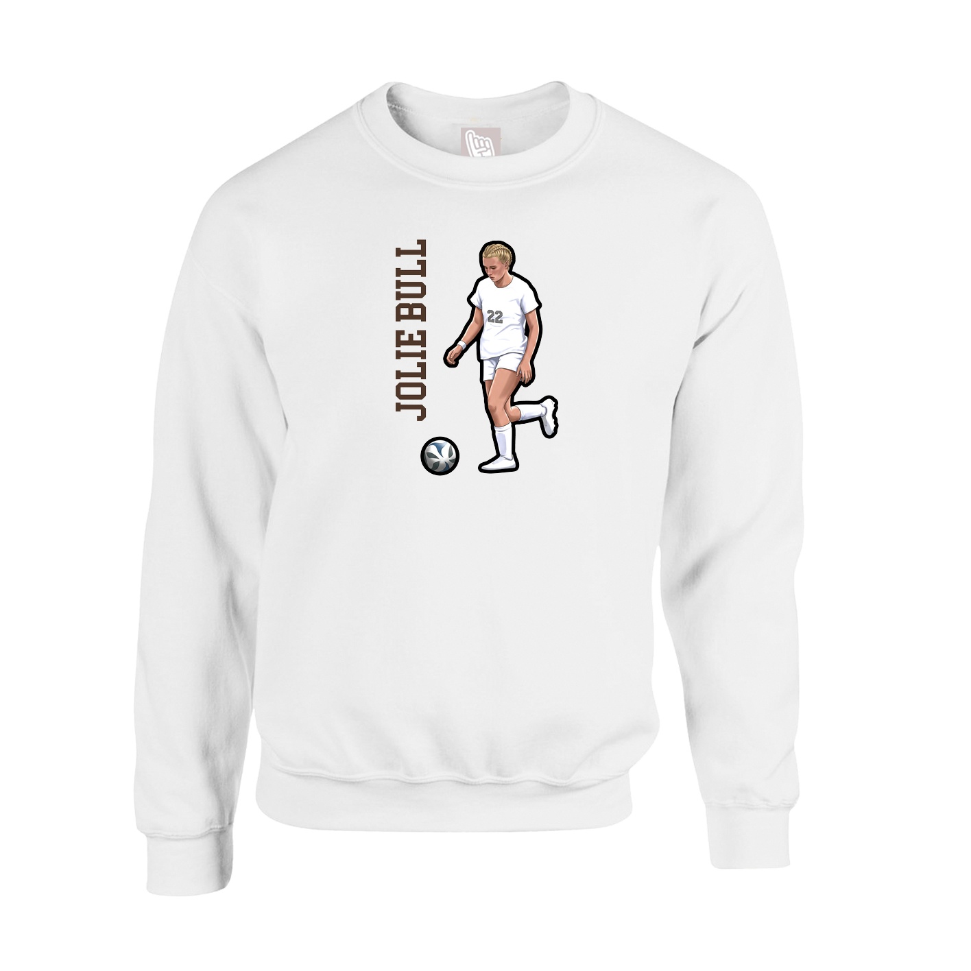 Fleece Crew — Name Vertical in White