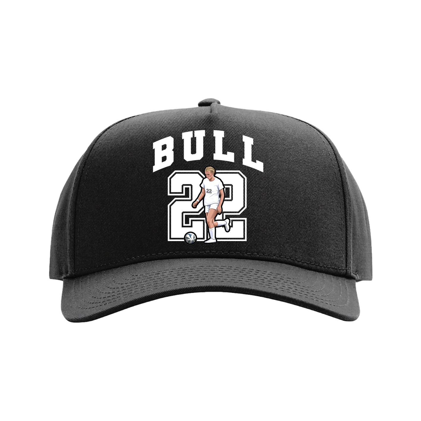 Full Fabric Five-Panel Champ Cap — Number in Black