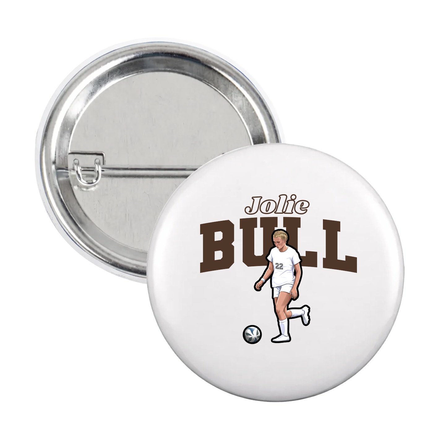 Game Day Button — Name Arch in White