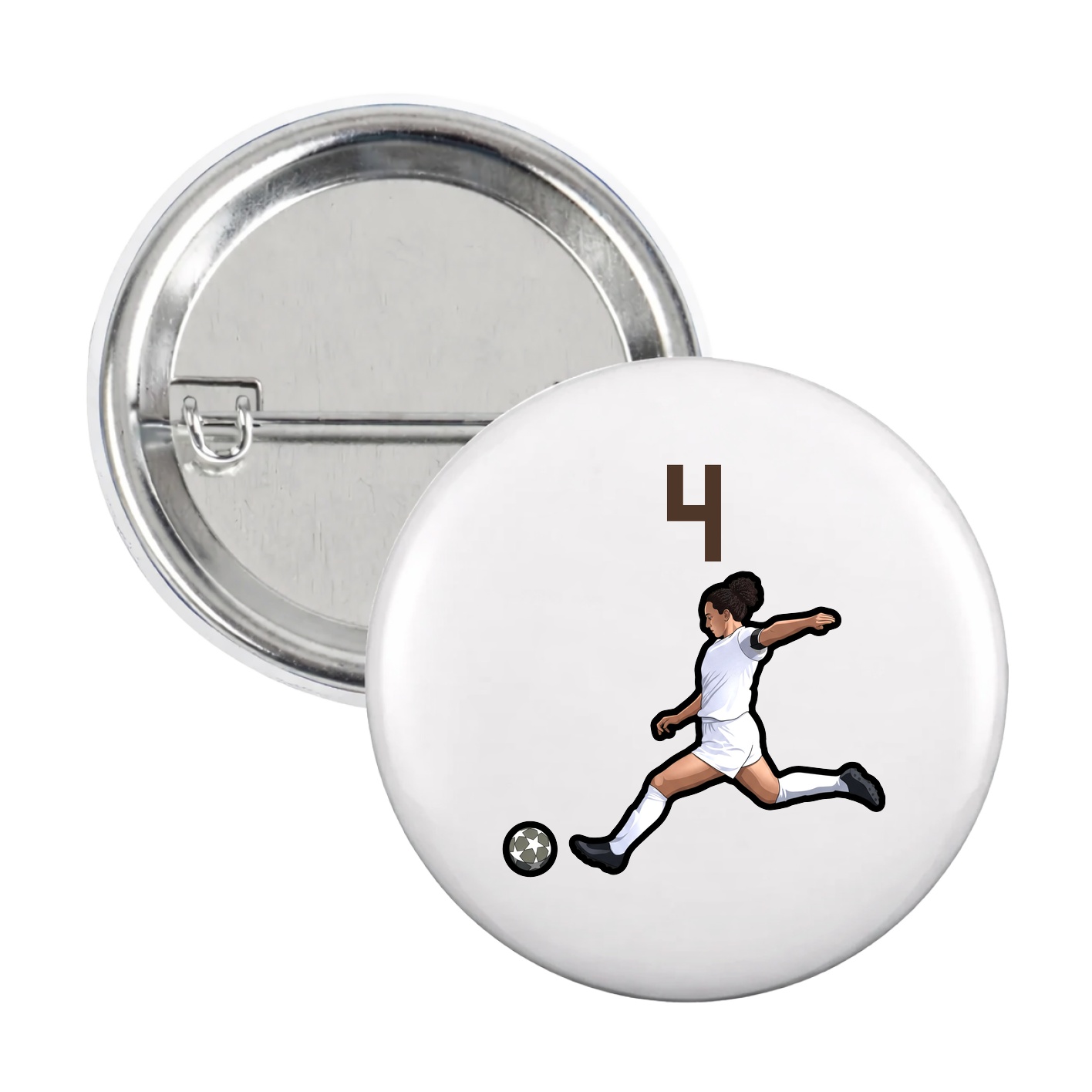 Game Day Button — Number Top in White