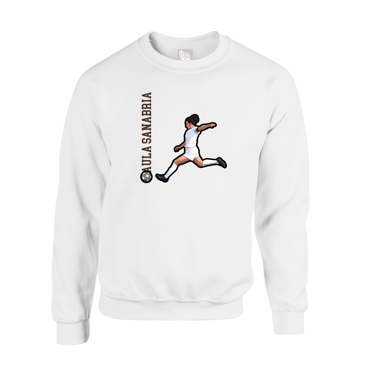 Fleece Crew — Name Vertical in White