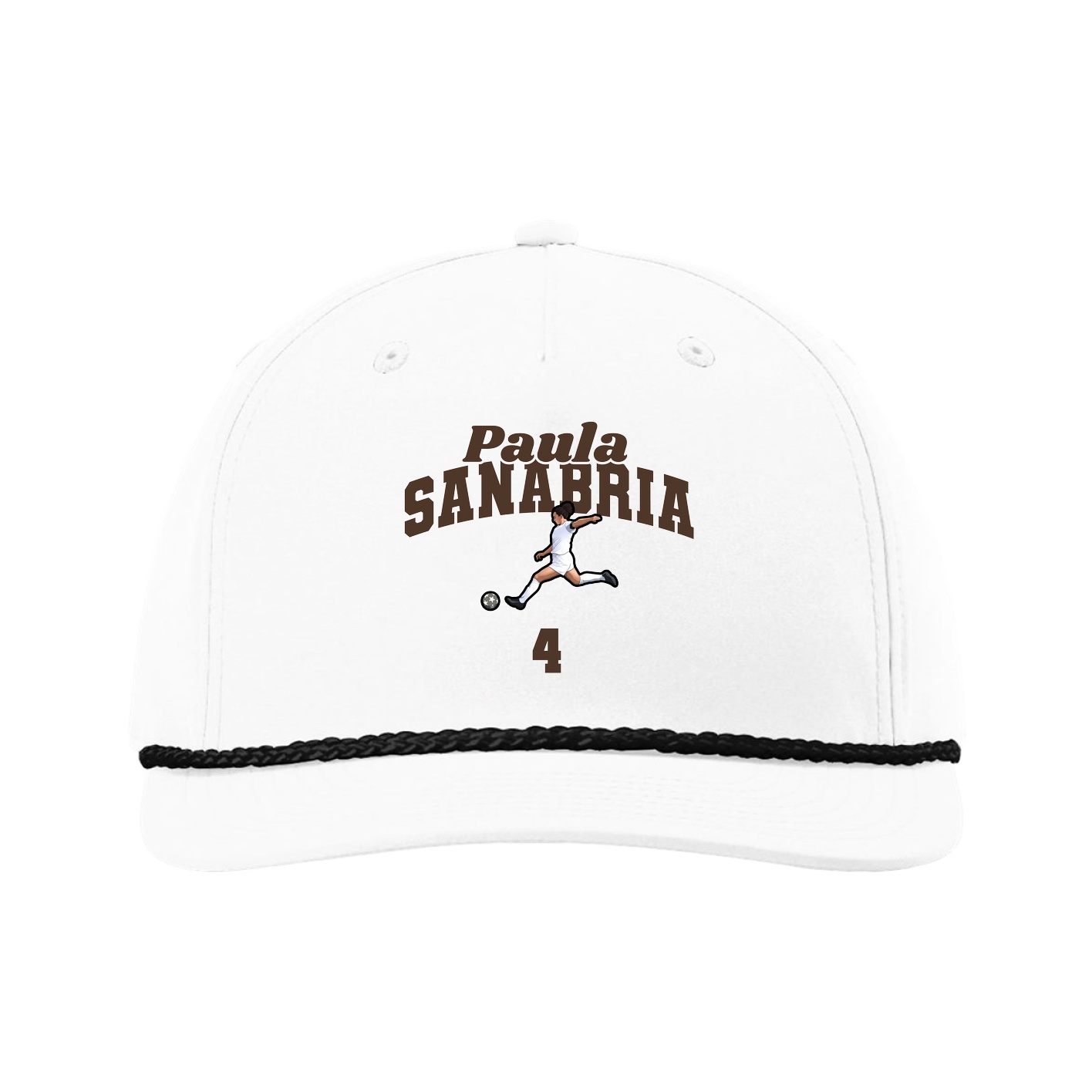 Five-Panel Classic Rope Cap — Signature Arch in White